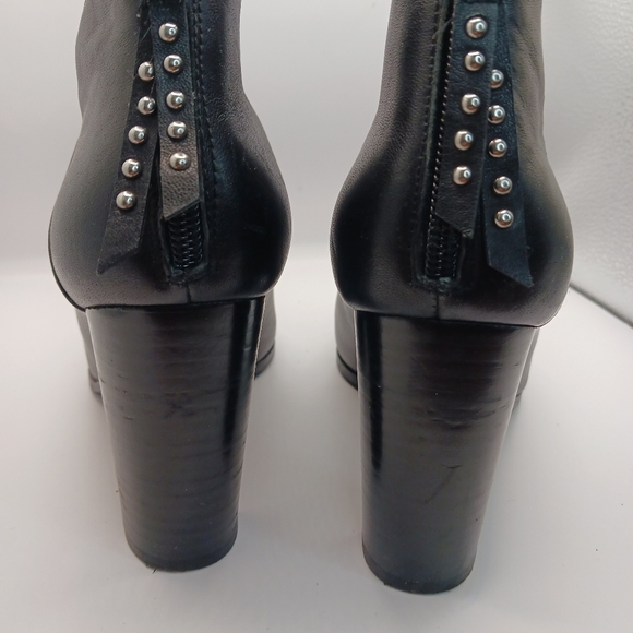 Paige Black Kenna Ankle Heel Booties Sz 7 Womens Leather Point Toe - Picture 8 of 12